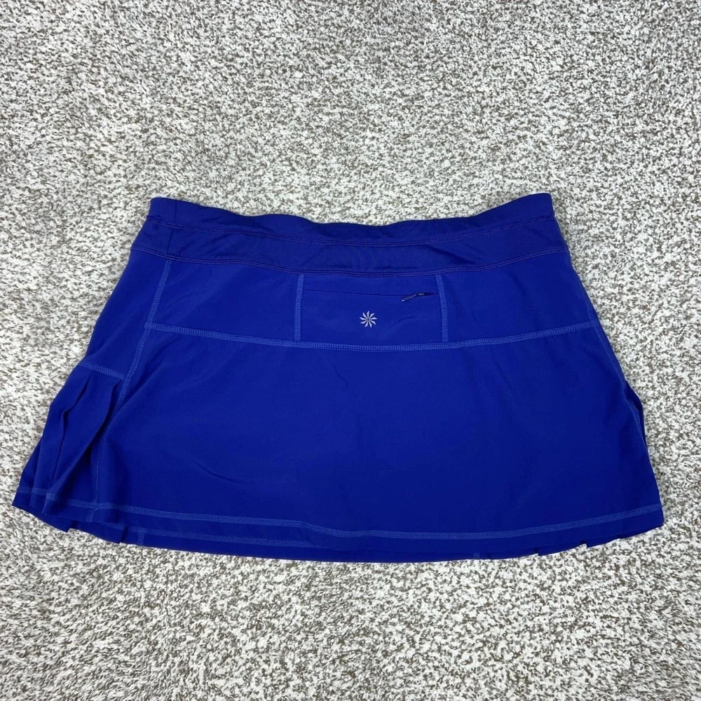 Athleta Skort Womens Large Blue Pleated Lined Tennis Warrior Zip Pocket Athletic